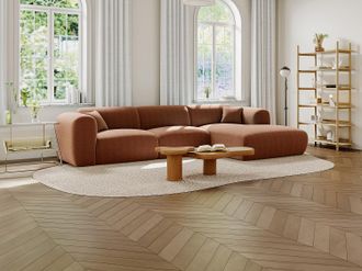 Vente-Unique Grande divano in Velluto a coste sottili Terracotta - Angolo a destra - POGNI della Maison C&eacute;phy