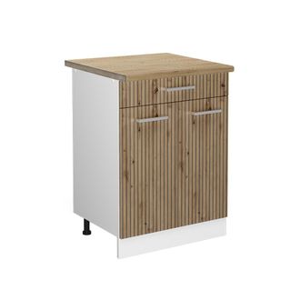 Vicco Mueble Bajo De Cocina R-line, Roble Artesanal, 60 Cm Con Caj&oacute;n, Et Roble