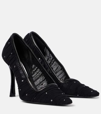 Jimmy Choo London Lotta 100 embellished mesh pumps