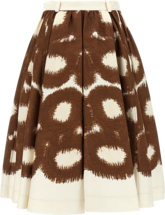 Prada Circle-Print Cotton Canvas Skirt - Brown