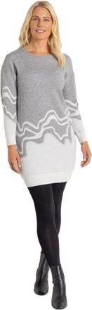 Klass Long Sleeve Wave Knitted Dress - Grey/Ivory - XXL