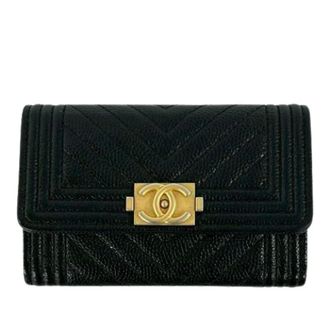 Chanel Pre-owned Wallets, female, Black, Size: ONE SIZE Pre-owned Quilted Flap Card Holder