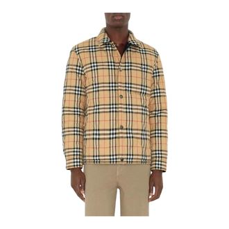 Burberry Jassen, Heren, Beige, S, Katoen, Reversible Check Quilted Jacket