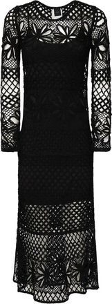 Pinko Lange Openwork Gehaakte Jurk - Dames - Casual kleedjes - Zwart - M - Kleedjes