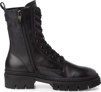 Tamaris Enkellaarsjes met veters - Dames - Veterlaarzen - Zwart - 38 EU - Leer - Schoenen