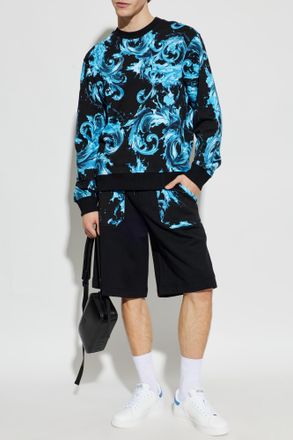 Versace Jeans Couture Sweatshorts With barocco Pattern, Mens, Black