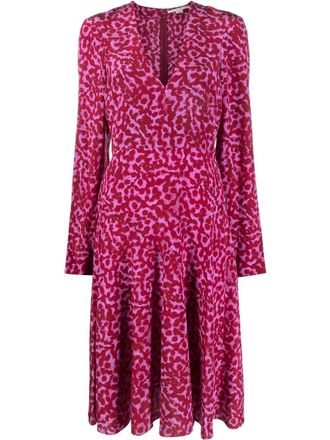 Stella McCartney abstract-print silk midi dress - women - Silk/Silk/Spandex/Elastane - 38 - Pink