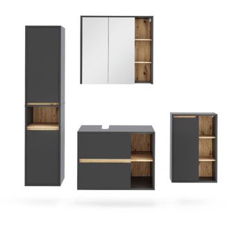 Vicco Set di mobili da bagno Viola, Grigio/Artisan, 4 parti, Vicco