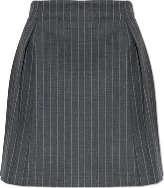 Valentino Garavani Pinstripe Wool Skirt - Dames - Korte rokken - Grijs - XS - Wol - Rokken