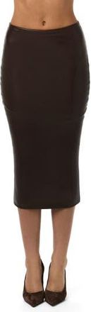 Naked Wardrobe Faux Leather Midi Skirt in Dark Chocolate at Nordstrom Rack, Size X-Small