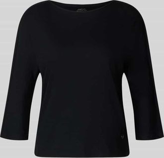 Marc Cain Shirt mit U-Boot-Ausschnitt und Label-Detail in Black, Gr&ouml;&szlig;e 34