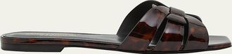 Saint Laurent Tribute Tortoise Shell Flat Slide Sandals