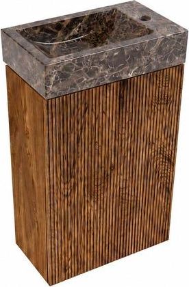 Saniclass Holz Atelier Toiletmeubelset - 40x60.5cm - 1 deur - fontein dark emporador - kraangat rechts - walnut pure