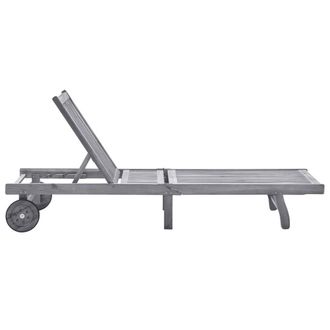 Berkfield Home Sun Lounger Solid Acacia Wood in Light Grey