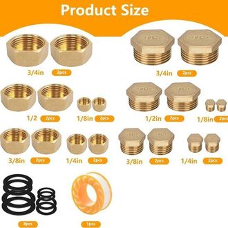 OEM 16 Tapones De Rosca De Lat&oacute;n, Con Roscas Internas Y Externas De 05/10, 08/13, 15/21 Y 20/27 Respectivamente
