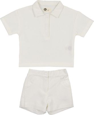 Maniere Kids Seersucker Polo & Shorts Set in White at Nordstrom, Size 12M