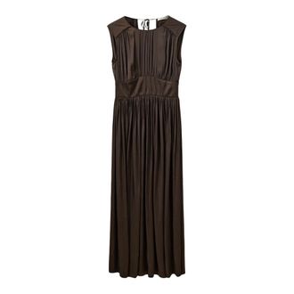 Sofie Schnoor Melsw Abito Lungo con Scollo allAmericana - - Dresses - Donna - Marrone - M