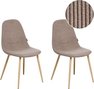 Beliani Beliani - Conjunto De 2 Sillas De Comedor Asiento Tapizado De Pana Con Patas De Hierro Gris Pardo Hilden