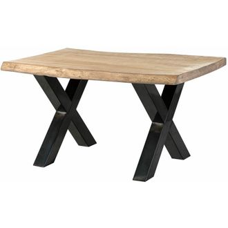 Massivmoebel24 FREEFORM 5 tavolo da pranzo in legno di mango - verniciato beige / gambe in ferro X antracite lucido 160x90