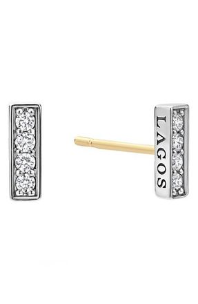 Lagos Linear Diamond Stud Earrings in Silver at Nordstrom