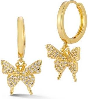 Chloe and Madison Pavé Butterfly Hoop Earrings in Gold at Nordstrom Rack