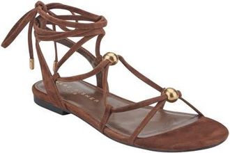 Marc Fisher Ellan Ankle Wrap Sandal in Dark Brown at Nordstrom, Size 8.5