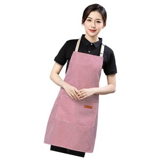 OEM Delantal De Trabajo A Rayas, Delantal De Cocina De Polialgod&oacute;n - Rosa