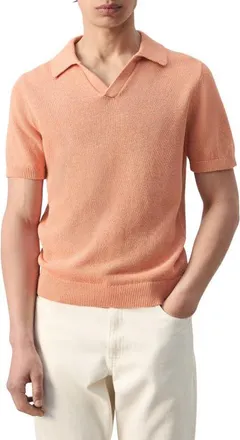 Mango Microstructure Cotton Blend Polo in Dark Orange at Nordstrom, Size Small
