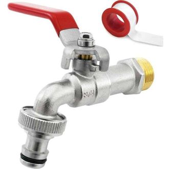 OEM Grifo De Agua De Lat&oacute;n De Primera Calidad De 3/4 (20/27), Resistente A La Corrosi&oacute;n Y A Las Heladas + Conexi&oacute;n Para Manguera -crezuo
