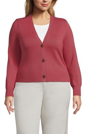 Lands End Drifter Vneck Dress Cardigan Sweater in Soft Mojave Rose at Nordstrom, Size 3X