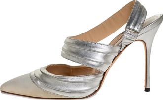 Manolo Blahnik Pumps con cinturino posteriore - Effetto metallizzato