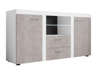 Mirjan24 C&oacute;moda Univio, Blanco + Hormig&oacute;n, Con Cajones Y Puertas, N&uacute;mero De Cajones: 2, 82x157x40cm, Led