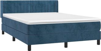 vidaXL Cama Box Spring Con Colch&oacute;n Terciopelo Azul Oscuro 140x190 Cm Vidaxl
