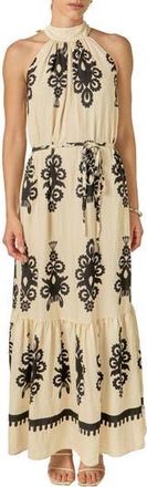 English Factory Allover Print Halter Dress in Cream/Black at Nordstrom Rack, Size X-Small