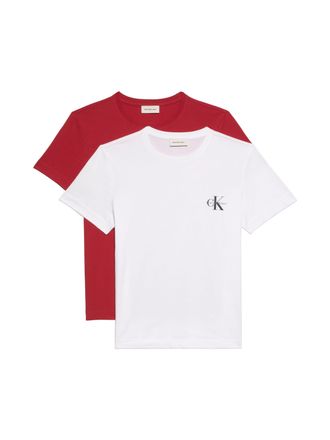Calvin Klein Jeans T-Shirt CALVIN KLEIN JEANS MONOLOGO CN 2 PACK TEE, Damen, Gr. XXL (46), adrenaline rush, brilliant wei&szlig;, Single Jersey, Obermaterial: 100% Baumwolle, 