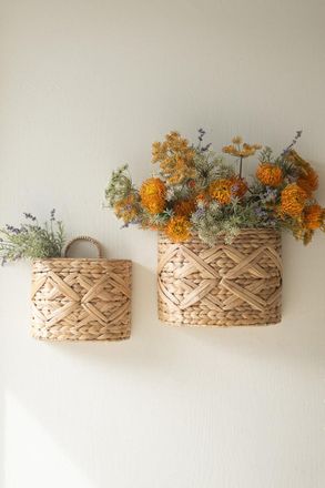 Kalalou Set Of Two Water Hyacinth Wall Baskets