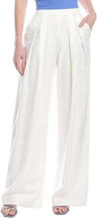Enza Costa Twill Pleated Wide Leg Linen-Blend Pant