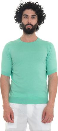 Hindustrie Slim Fit Jersey T-shirt - Heren - Ronde hals truien - Groen - M - Katoen - Truien & Vesten