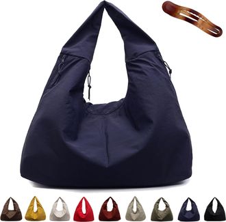 Generic Luna Lush Bag, Maison Ginza Luna Lush Bags, Large Capacity Nylon Solid Solid Color Draped Tote (Blue)