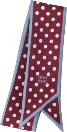 Miu Miu polka dot-print twill scarf - women - Silk - One Size - Red