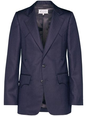 Maison Margiela tailored single-breasted wool blazer - men - Wool - 54 - Blue