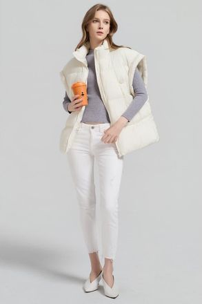 Orolay Oversized Sleeveless Classic Puffer Vest in Beige at Nordstrom, Size Xx-Large
