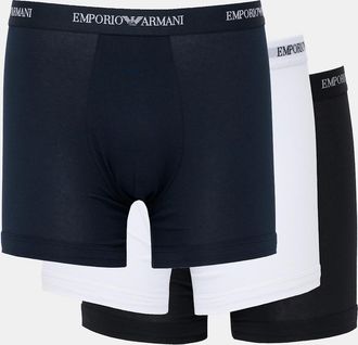 Emporio Armani Mens Emporio Armani 3-Pack Mens Boxers with Logo Waistband - White/Armani Blue/Black - Size: 37/36/32