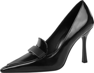 Generic Women Pointed Toe Stiletto Sexy Pumps 9.5CM Patent Leather Ladies Wedding Shoes for Bride Prom Party (Black,4.5)