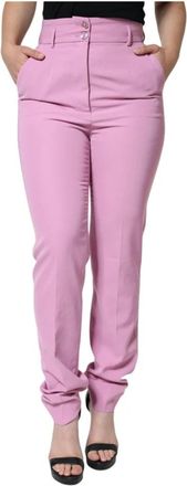 Dolce & Gabbana Roze High Waist Tapered Broek - Dames - Slim Fit Broeken - Roze - M - Polyester - Broeken