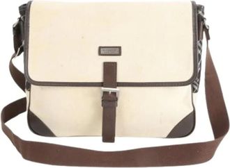 Burberry Pre-owned Cross Body Bags, male, Beige, Size: ONE SIZE Pre-owned Vintage Canvas Shoulder Bag