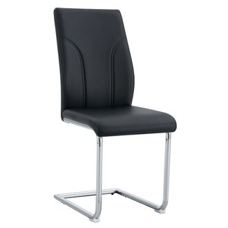 STILVORA Silla De Comedor En Pu, Con Acolchado De Espuma, F&aacute;cil De Limpiar, Negro Y Plata 59.0 &times; 35.5 &times; 46.0 Cm