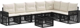 vidaXL Conjunto De Sof&aacute;s De Jard&iacute;n 8 Uds. Negro Y Blanco Crema Vidaxl