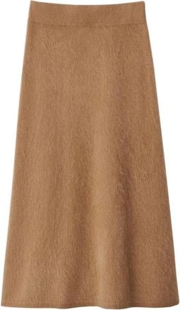 Lisa Yang Dolly Skirt - Dames - Midirokken - Beige - S - Kasjmier - Rokken