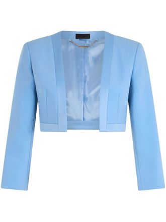 Liu Jo satin-trim cropped jacket - women - Polyester - 38 - X0647 LIGHT BLUE